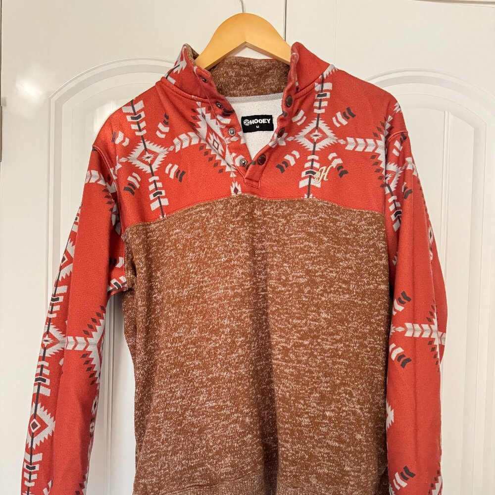 Hooey Men's Stevie 1/4 Snap Pullover Sweatshirt Aztec Long Sleeve M Outdoor